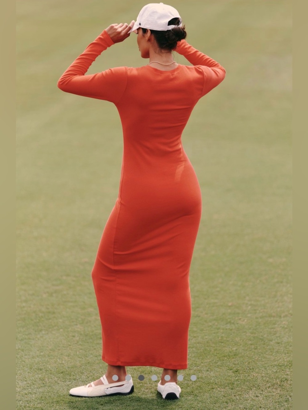 Anthropologie Daily Practice Long-Sleeve Ribbed Maxi Dress- Bright Red - Picture 3 of 11